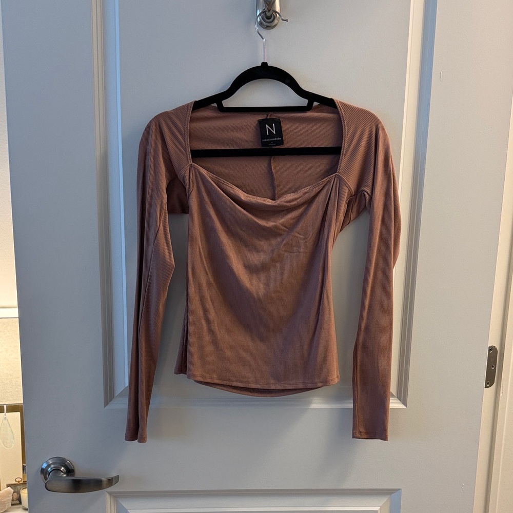 Naked Wardrobe Dusty Rose Long Sleeve Top